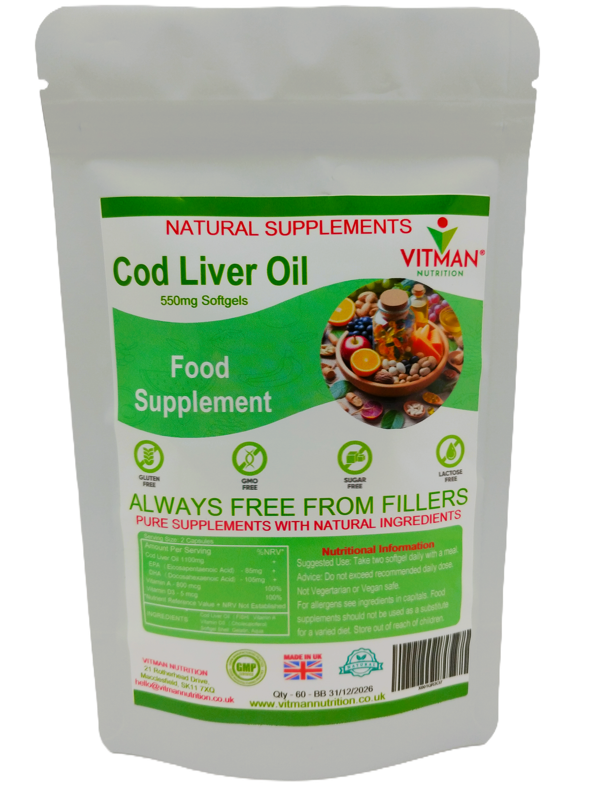 Pure Natural Cod Liver Oil 550mg