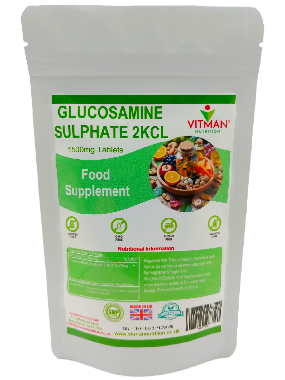 Glucosamine Sulphate 1500mg 2KCL - Joint & Anti inflammatory Support