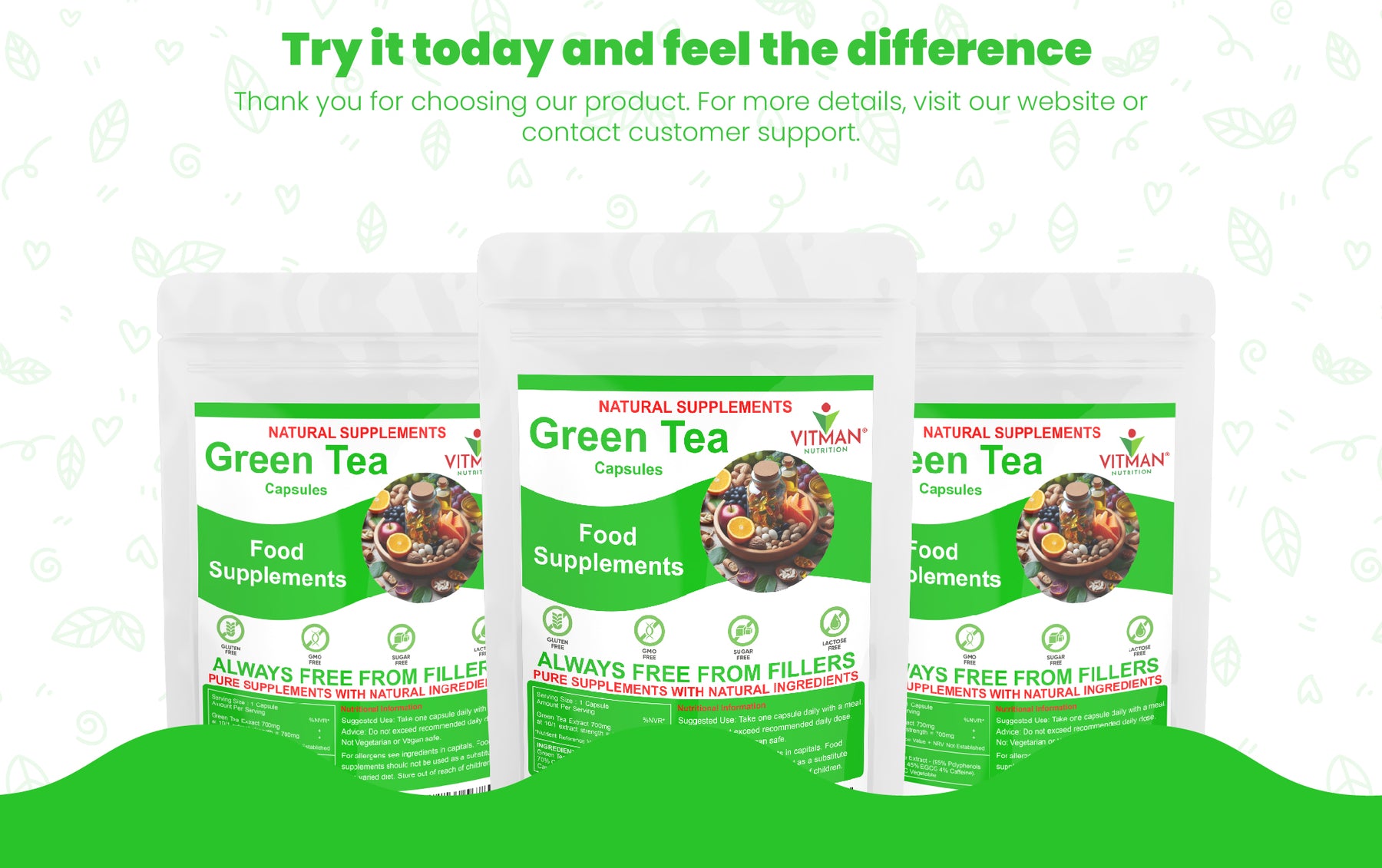 Pure Natural Green Tea Extract Capsules– VitMan Nutrition