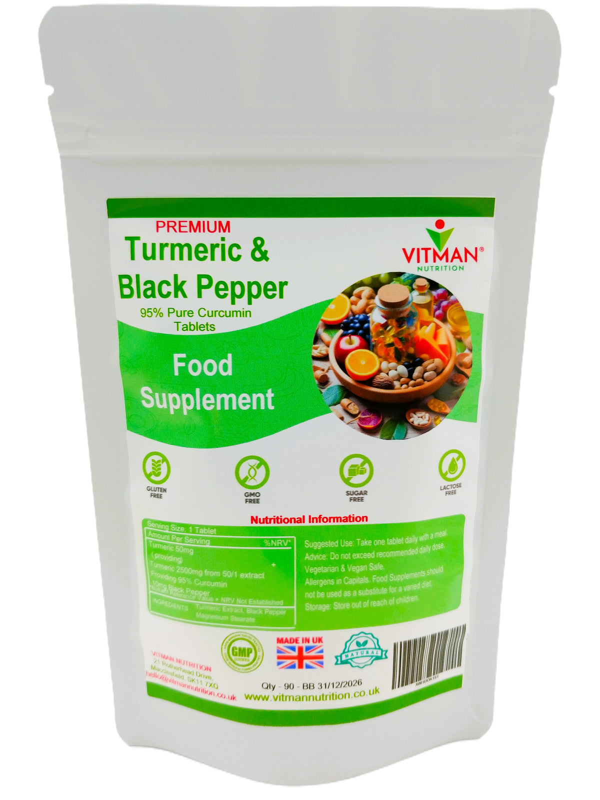 Pure Natural Turmeric & Black Pepper Tablets